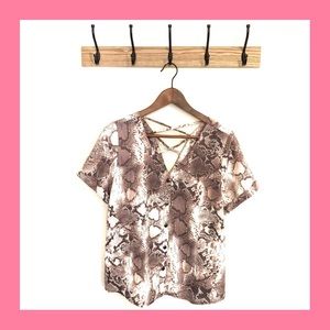 SANDY & SID Purple Snakeskin Baseball Jersey Top S
